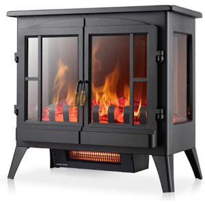 Xbeauty Electric Fireplace Stove, Freestanding Fireplace Heater with Realistic Flame, Indoor Electric Stove Heater 1000W/1500W(23 Inch)